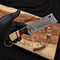 Handmade Damascus Cowboy Bull Cutter Knife With 4 Blade Pancake Leather Sheath 6