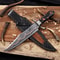 Premium Damascus Steel Bowie Knife Double Guard With Turquoise Resin Grip Wedding GIFT 0