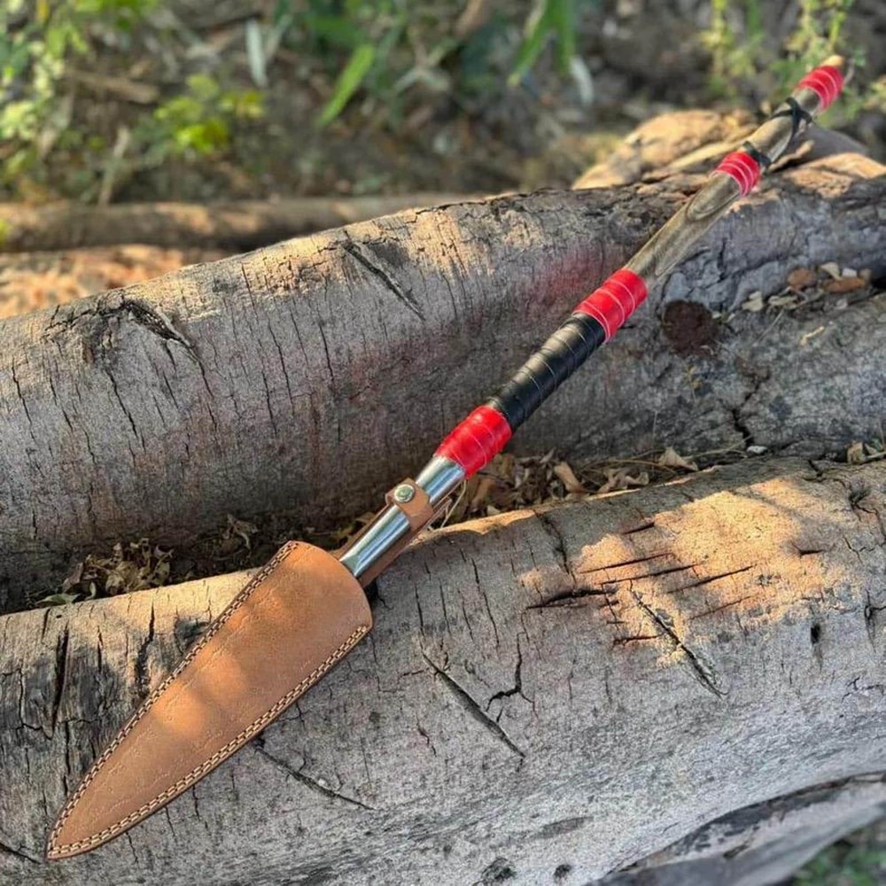 Handmade Ash Wood Spear 36 Inch With Engraved Steel Tip Leather Wrap 2