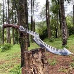 handmade high carbon steel khopesh sword with rosewood handle & leather sheath