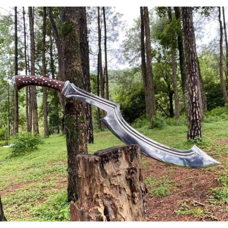 Handmade High Carbon Steel Khopesh Sword With Rosewood Handle Leather Sheath 0