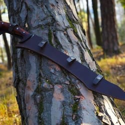 premium hand-forged high carbon steel machete 24 inch with rosewood grip & leather sheath