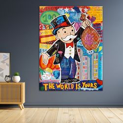 banksy monopoly man fashion unique modern painting abstract framed canvas wall art poster print homeoffice room decor gi