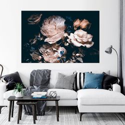 flower wall art peonies print dark floral wall art peony painting print large canvas art floral wall decor bedroom wall