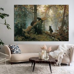 ivan shishkin ''morning in a pine forest'' shishkin print reproduction teddy bears canvas wall art forest canvas forest