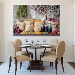 spices and herbs canvas wall art home decor modern kitchen decor herbs print kitchen wall art restaurant canvas art dini