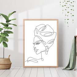 african american woman line art minimalistic female figure wall art poster canvas framed printed drawing modern feminine