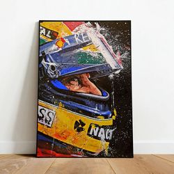 ayrton senna poster, formula 1 wall art, rainman wall decor, rolled canvas print, gifts for formula 1 wall art decor-1