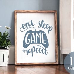 eat sleep game repeat, video games sign, gift for gamer, cute gamer gift, gamer life, streamer life, gameplay sign, cons