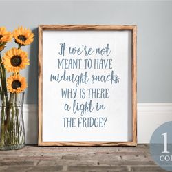 funny kitchen sign, midnight snack sign, farmhouse kitchen, modern farmhouse, kitchen humor, framed wood sign, light on