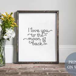 i love you to the moon and back, minimalist sign, farmhouse sign, minimalist farmhouse, framed wood sign, to the moon an
