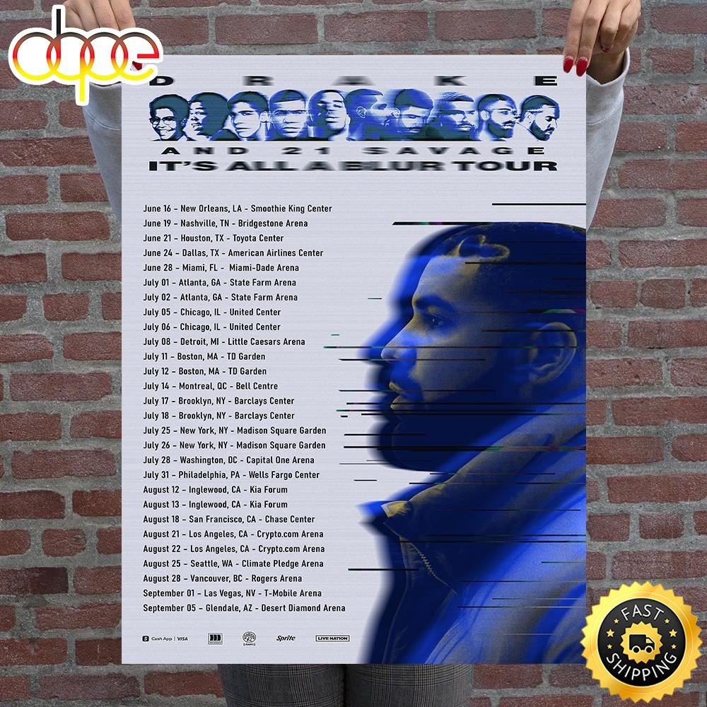 Drake And 21 Savage Its All A Blur Tour Poster Canvas.jpg