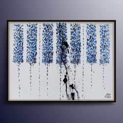 abstract 40 piano keyboard original oil painting ,navy blue color, luxury looks, express shipping, by koby feldmos