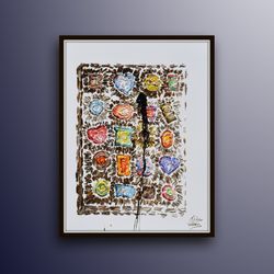 amazing 40 chocolate bonbonniere original oil painting on canvas, extremely unique oil painting by the legendary koby fe