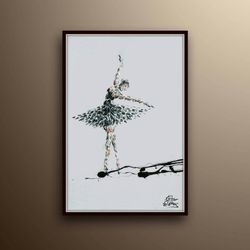 black and white 40 painting ballerina woman figure painting original oil on canvas beautiful black white modern looks ko