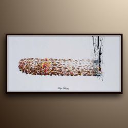 chameleon painting 40 oil painting on canvas, original contemporary modern art, animal painting, by koby feldmos