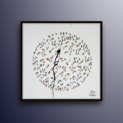 people with flags 35 oil painting on canvas, unique art by koby feldmos