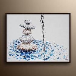 zen 40 oil painting, meditation spiritual balance painting, office painting, home painting, very positive vibes, by koby