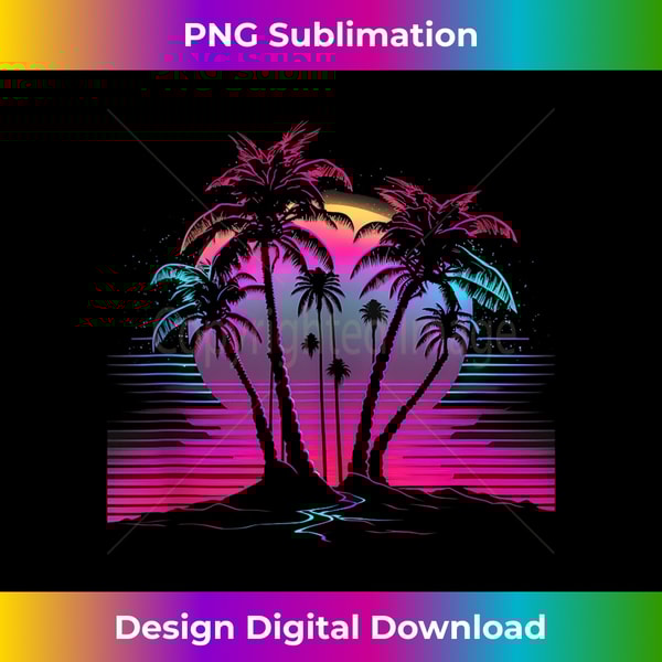 Palm Tree Vaporwave Retrowave Aesthetic Synthwave 80s Beach 1 - Trendy Sublimation Digital Download