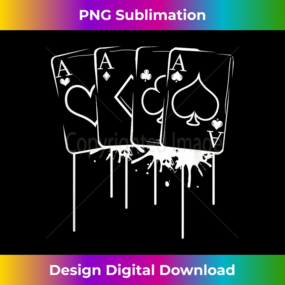 Four Aces White Splatter Outline Cool Suit Poker Player - Exclusive PNG Sublimation Download