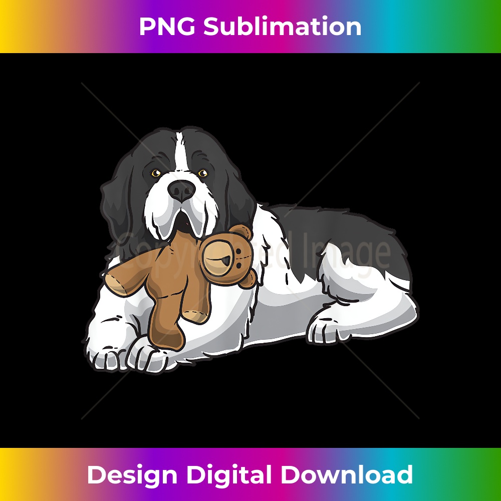 Landseer Dog With Stuffed Animal And Hearts 1 - Premium Sublimation Digital Download