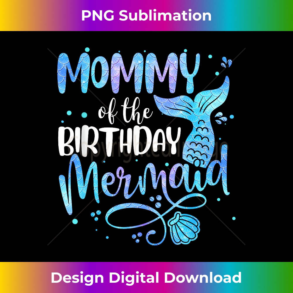 Mommy Of The Birthday Mermaid Family Matching Party Squad 1 - Vintage Sublimation PNG Download