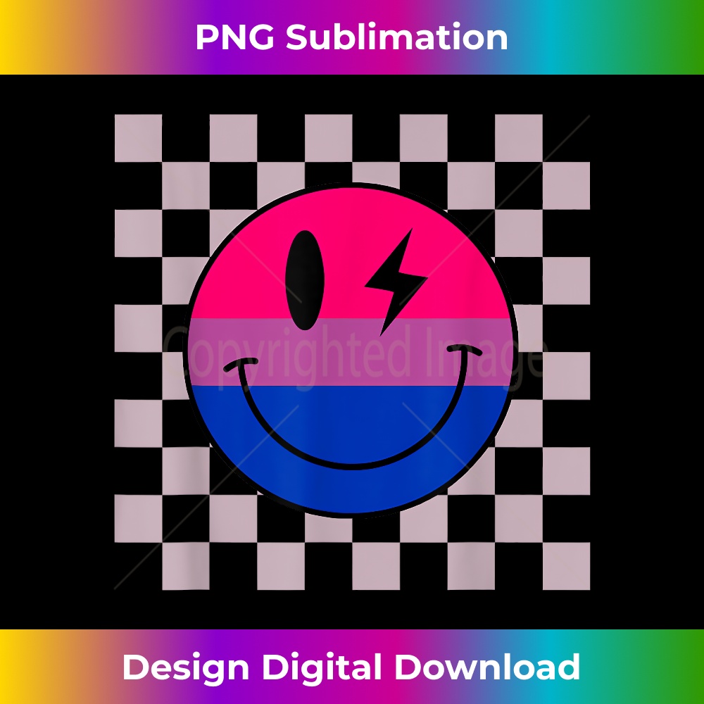 Hippie Smile Face Bisexual Pride Bi Flag Retro Groovy LGBT - Sublimation-Ready PNG File