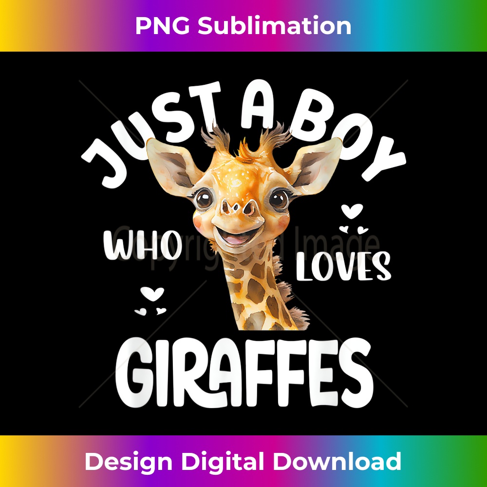 Just A Boy Who Loves Giraffes Cute Giraffe Baby Zoo Animals - Vintage Sublimation PNG Download