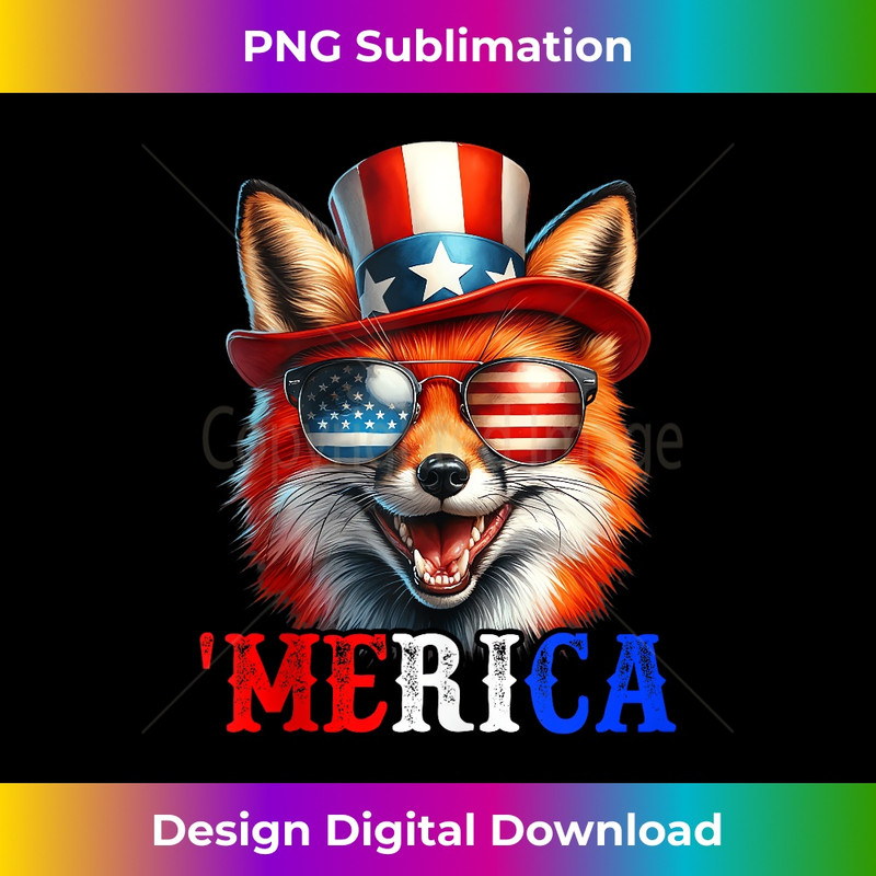 Merica Red Fox Patriotic 4th of July Funny 1 - Unique Sublimation PNG Download