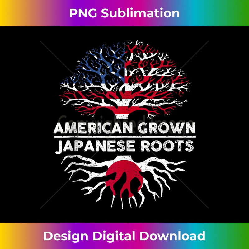 American Grown with Japanese Roots Tree USA Japan Flag - PNG Sublimation Digital Download
