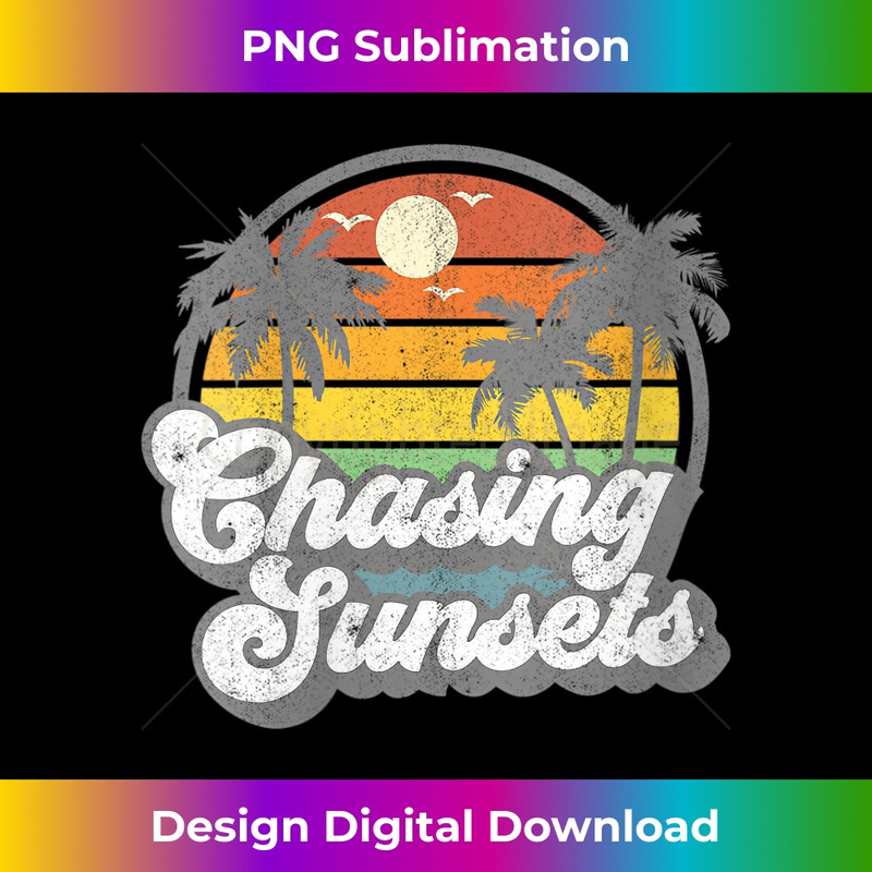s Vintage Chasing Sunsets Beach Summer Retro Sunset 70's  1 - Exclusive PNG Sublimation Download