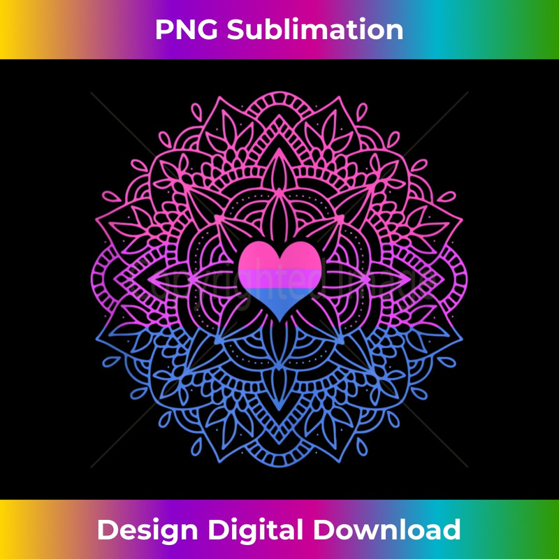 Bi Flag Heart Mandala - Bisexual Pride - PNG Sublimation Digital Download