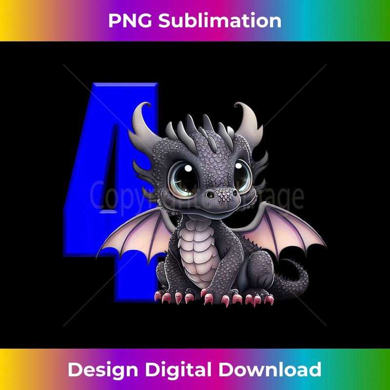 4th Birthday Dragon Party Birthday Boy Toddler Four - Modern Sublimation PNG File