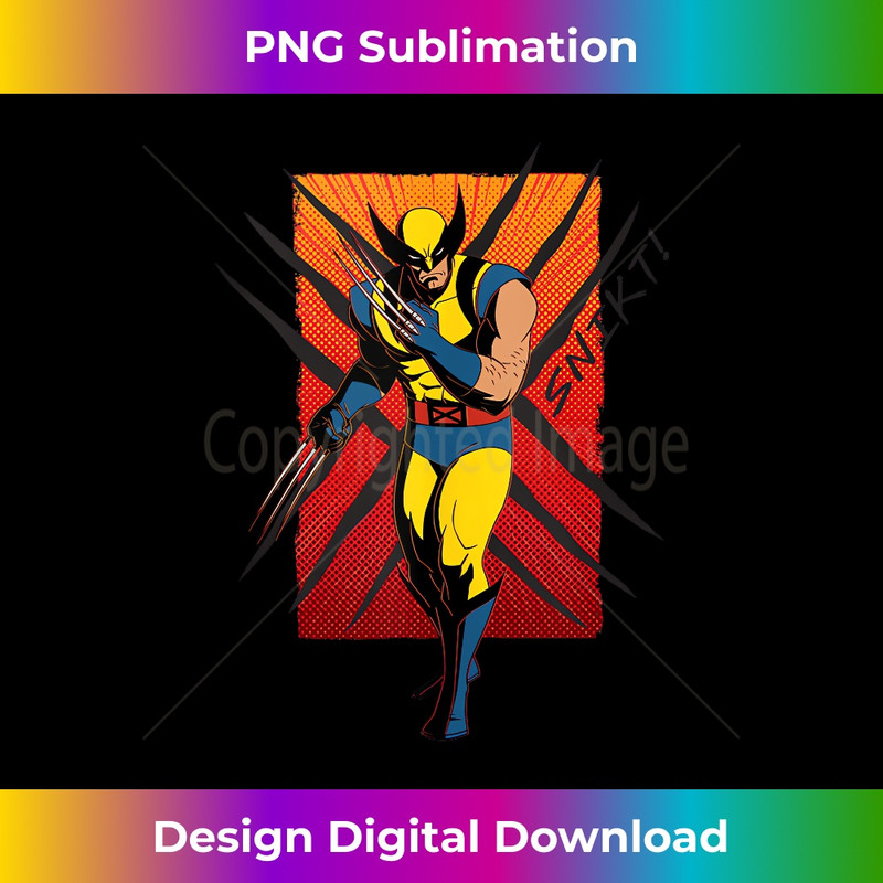 Marvel X-Men '97 Wolverine Vintage Snikt Slash Comic Panel 1 - Elegant Sublimation PNG Download