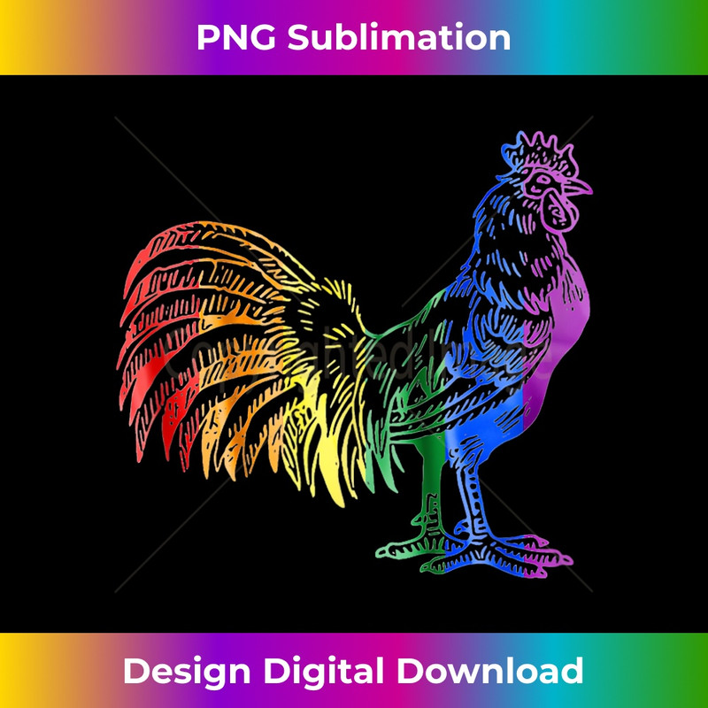 Rainbow Rooster Gay Pride Colorful Cock 1 - PNG Transparent Sublimation File