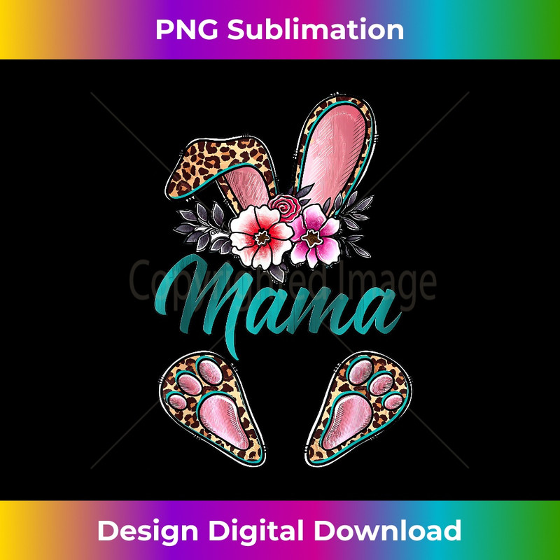 Mama Bunny Ears Easter Day Cute Leopard Print Floral 1 - Creative Sublimation PNG Download
