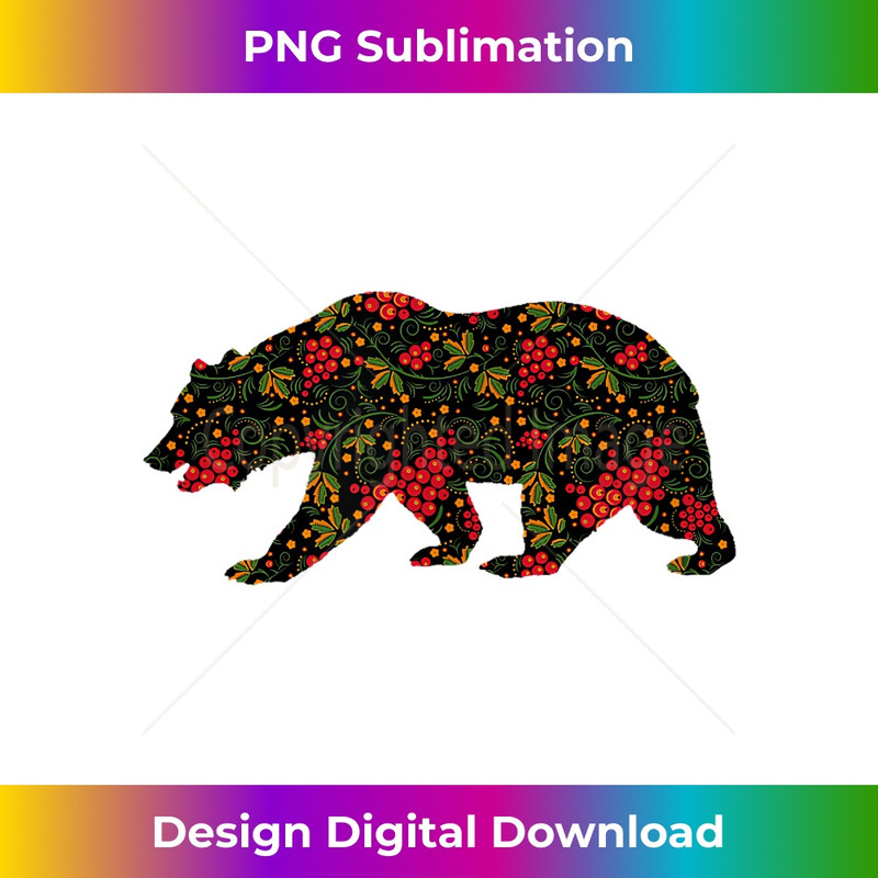 Hohloma Russian Bear Ukrainian Traditional Pattern - PNG Transparent Digital Download File for Sublimation