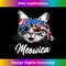 Meowica Cat American Flag Fourth of July 1 - Vintage Sublimation PNG Download