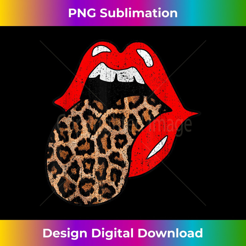 Red Lips Leopard Tongue Vintage Trendy Animal Print 1 - Premium PNG Sublimation File