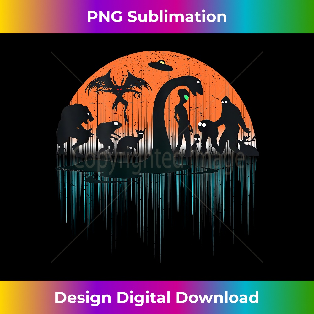 Design on back Loch Ness Bigfoot Mothman Alien Funny Cryptid - High-Resolution PNG Sublimation File