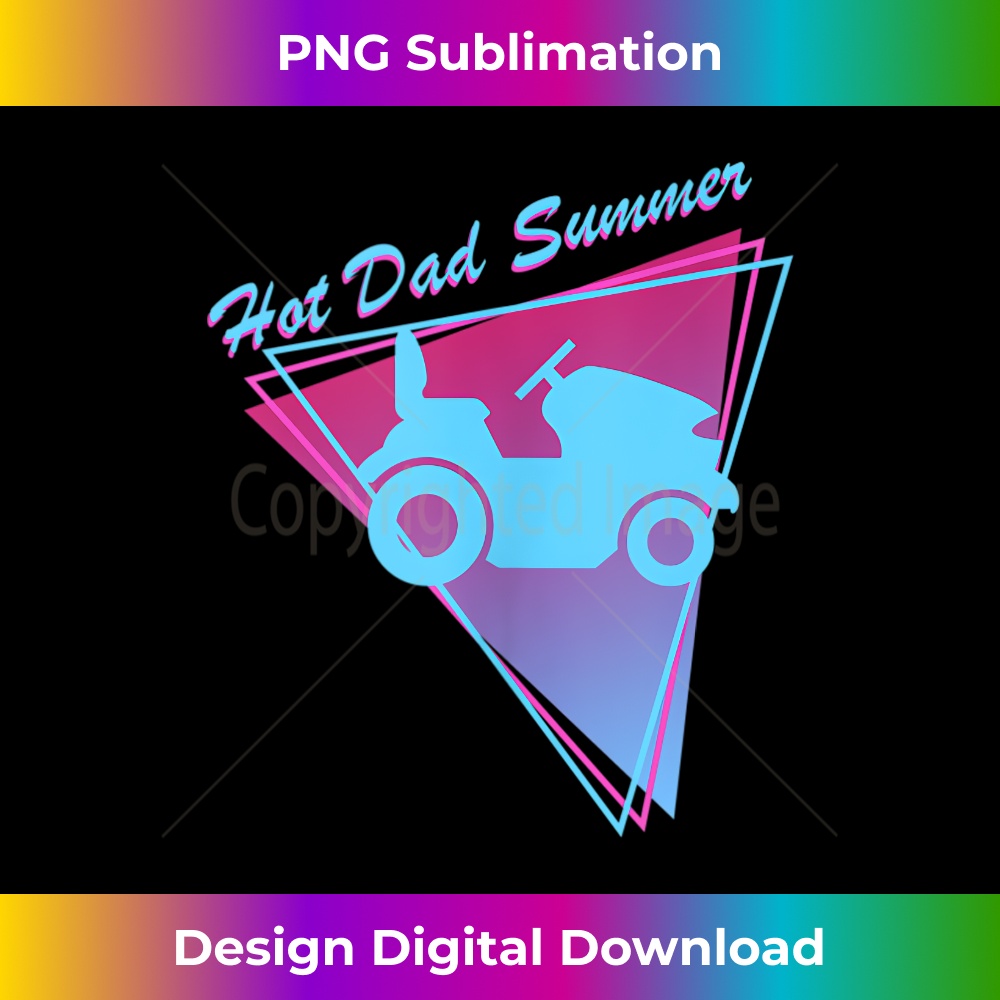 Hot Dad Summer Funny 80's Retro Riding Lawn Mower - Vintage Sublimation PNG Download