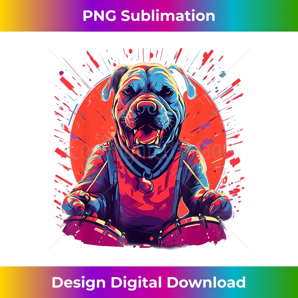 Rocker Drumming PitBull Dog Drummer 1 - Unique Sublimation PNG Download