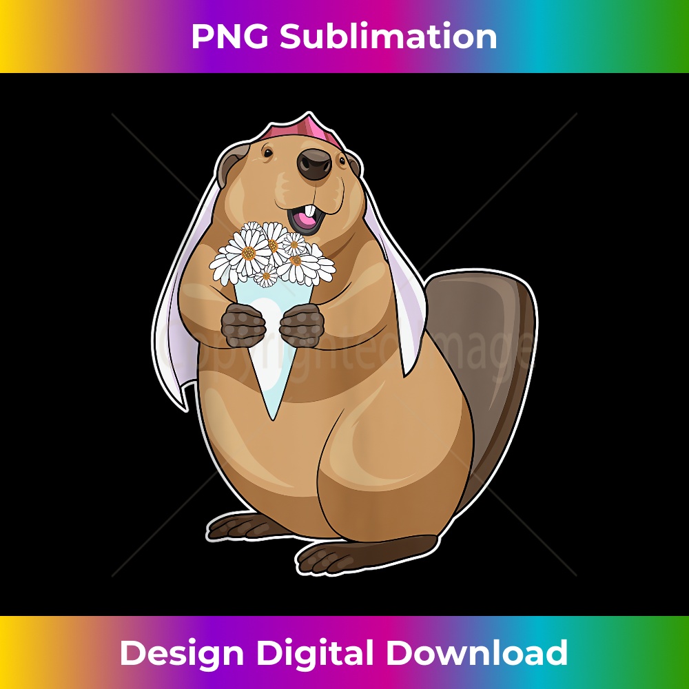 Beaver Bride Bunch of Flowers Wedding - Unique Sublimation PNG Download
