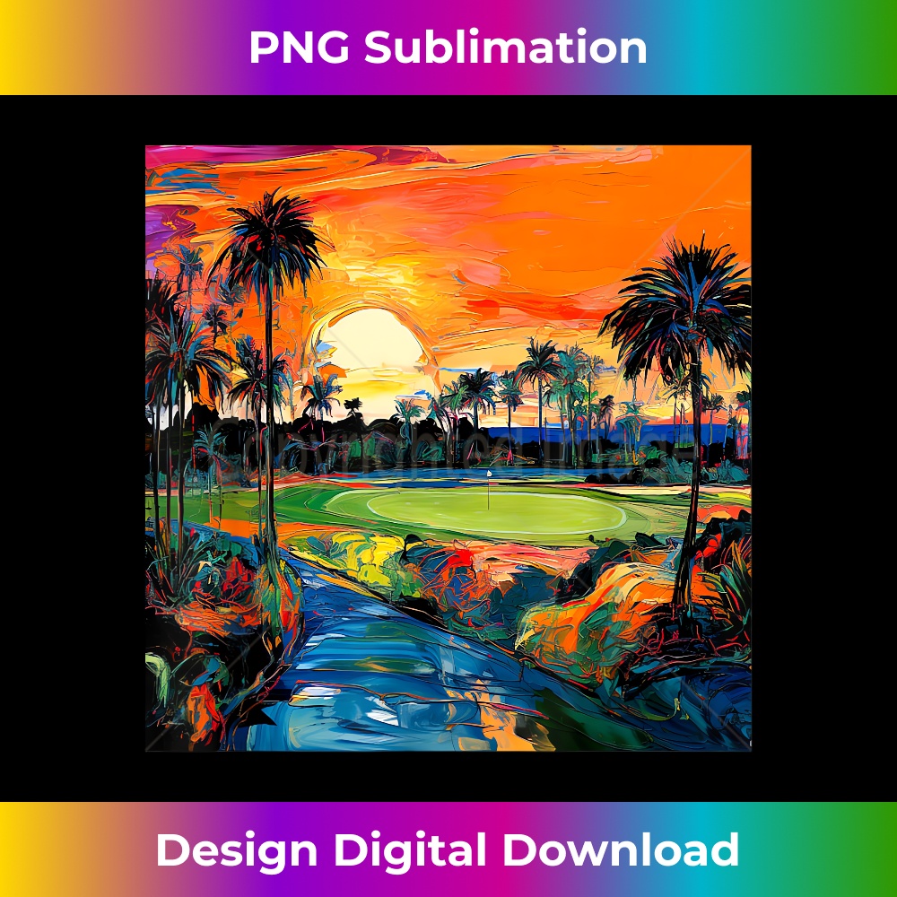 Golf Course Tropical Vibes Sunset Palm Trees Stylish Design - Premium PNG Sublimation File