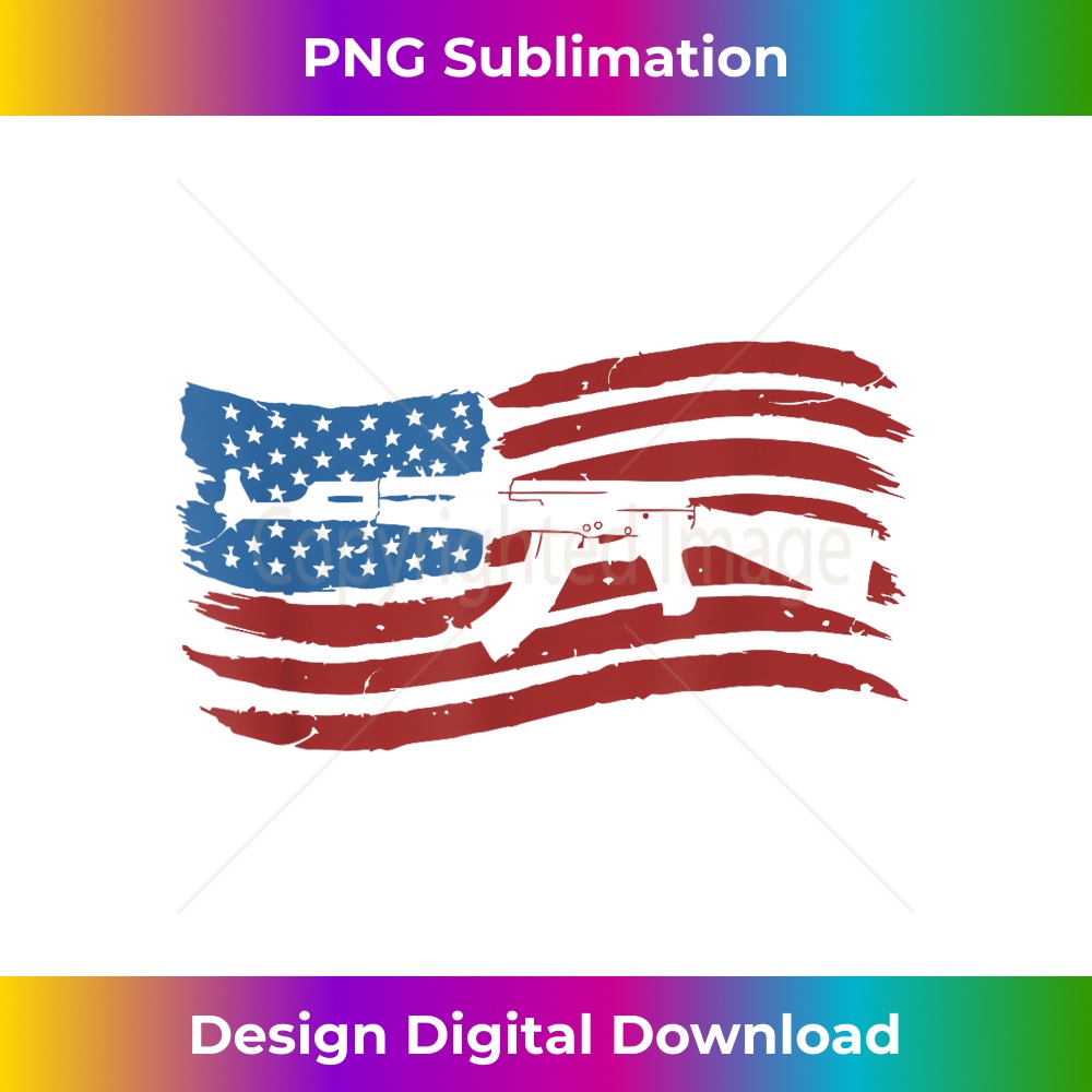 American Flag With AK-47 Graphic Guns T - High-Quality PNG Sublimation Download