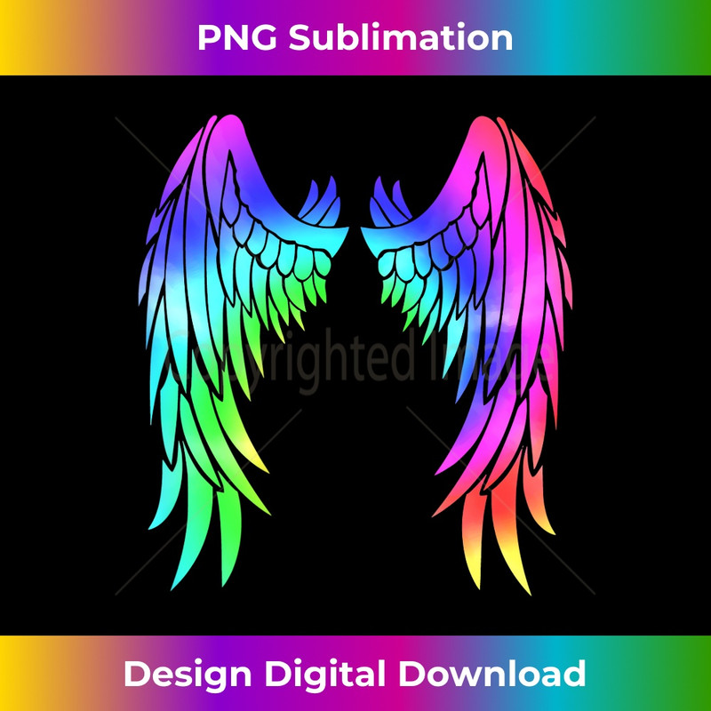 Angel Wings Tie Dye Rainbow Print ON BACK - Retro PNG Sublimation Digital Download