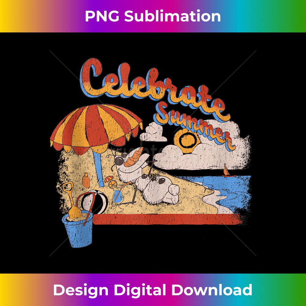 Disney Frozen Olaf Celebrate Summer Beach Portrait - Retro PNG Sublimation Digital Download