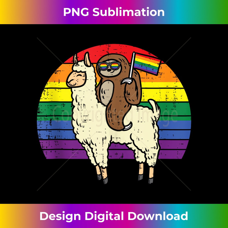 Llama Sloth Rainbow Flag Sunset Alpaca Gay Pride LGBT Ally 1 - Unique Sublimation PNG Download