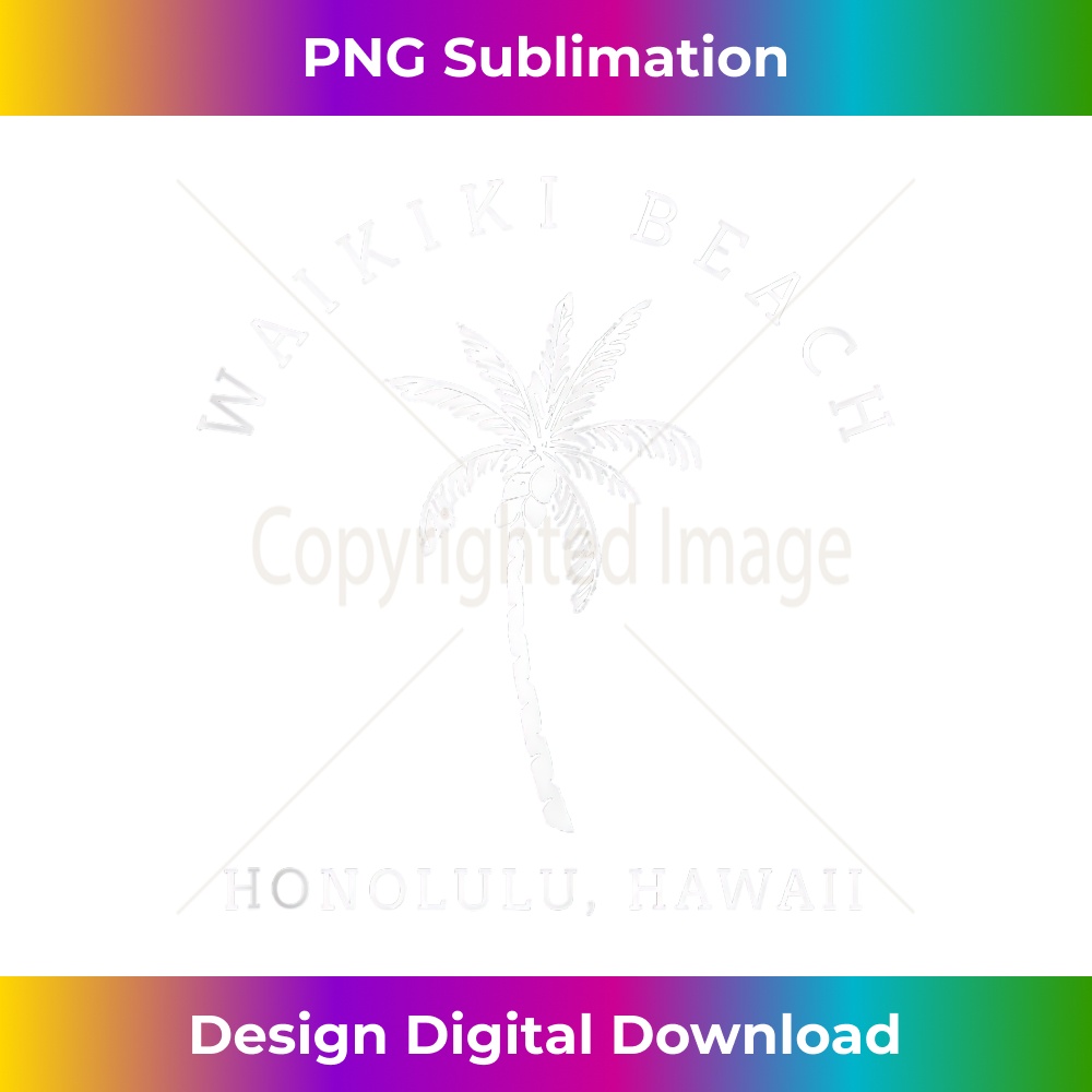 Retro Cool Waikiki Beach Island Palm Tree Souvenir  1 - PNG Transparent Sublimation File