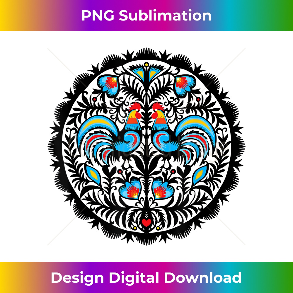 WYCINANKI Lowicz POLAND Folk Blue Flowers Polish Christmas 1 - PNG Sublimation Digital Download